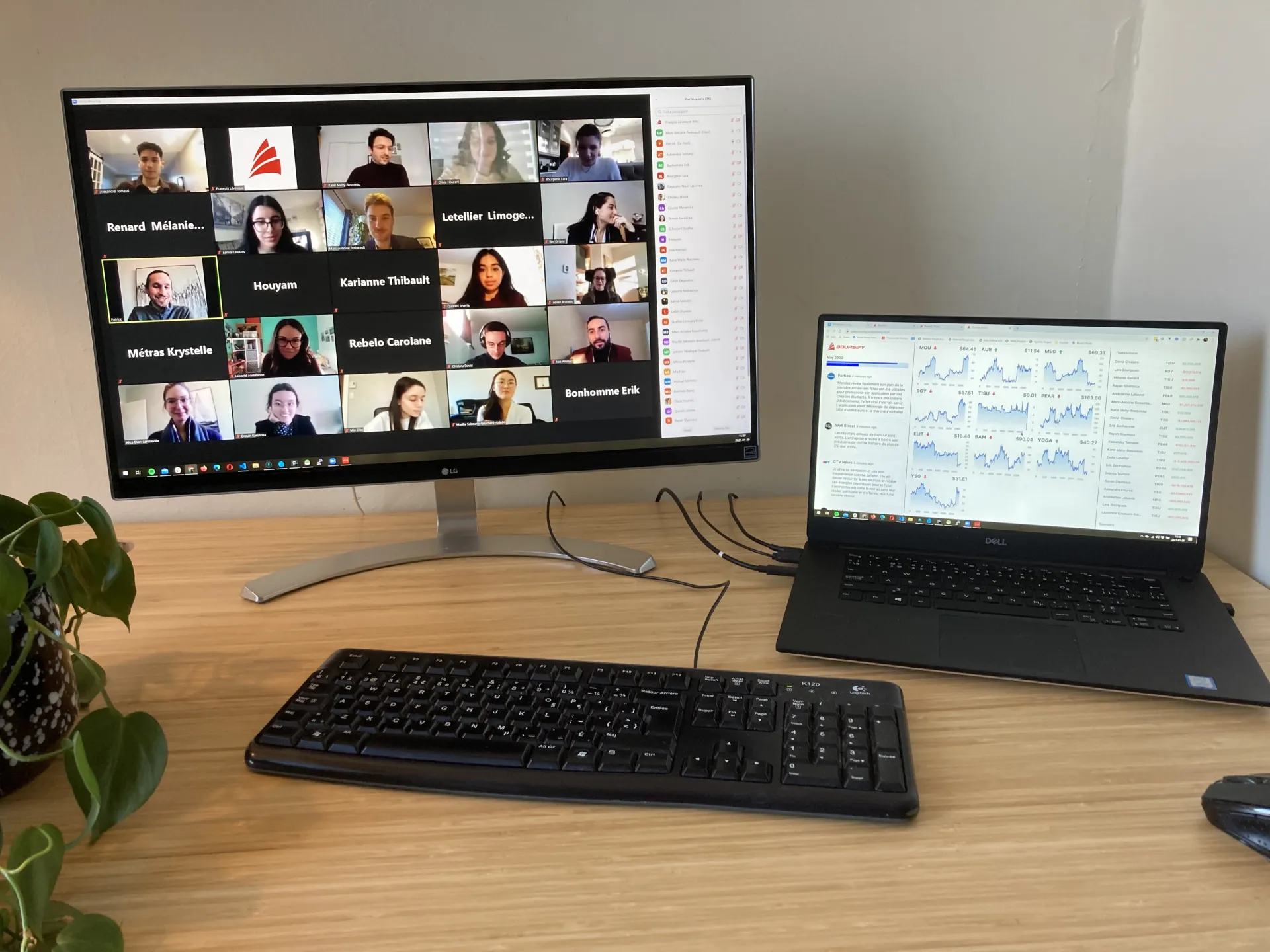 Réunion virtuelle Boursify avec un tableau de bord de simulation boursière